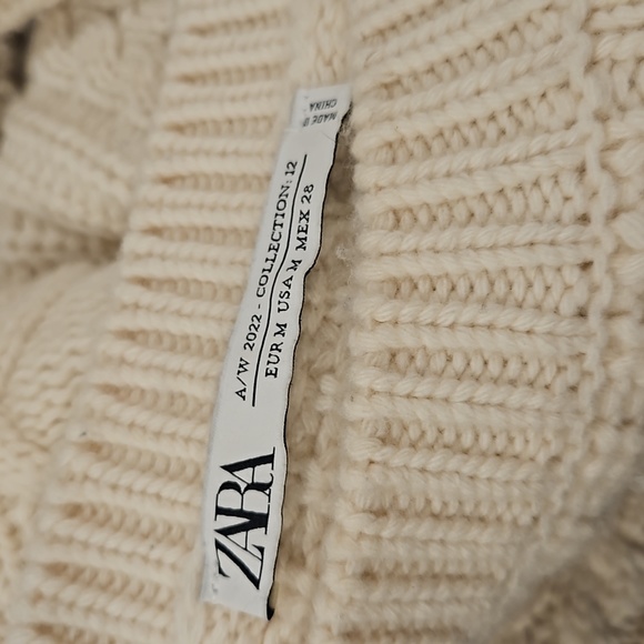 Zara cream chunky cable knit sweater size M 2022 A\W collection - Picture 3 of 14